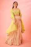 Shop_Shyam Narayan Prasad_Green Modal Satin Chanderi Jacquard Lehenga Set_Online_at_Aza_Fashions