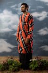 Buy_SAKSHAM & NEHARICKA_Red Silk Dupion Printed And Hand Embroidered Checkered & Round Neck Kurta _Online_at_Aza_Fashions
