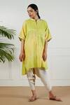 Buy_OMI_Multi Color Stripe Mandarin Collar Dichromatic Tunic _Online_at_Aza_Fashions