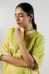 Shop_OMI_Multi Color Stripe Mandarin Collar Dichromatic Tunic _Online_at_Aza_Fashions