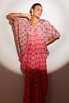 Sorbae_Pink Silk Floral Print Kaftan Gown_Online_at_Aza_Fashions
