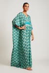 Sorbae_Green Silk Printed Kaftan Gown_Online_at_Aza_Fashions
