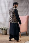 Soup by Sougat Paul_Black Malaysian Silk Printed Bundi Geometric And Kurta Dhoti Pant Set _at_Aza_Fashions