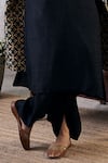 Shop_Soup by Sougat Paul_Black Malaysian Silk Print Geometric Zahra Longline Jacket And Kurta Set  _Online_at_Aza_Fashions