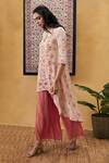 Soup by Sougat Paul_Cream Crepe Printed Floral Round Zahra Embroidered Kurta And Palazzo Set _Online_at_Aza_Fashions