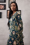 Buy_Soup By Sougat Paul_Green Crepe Embroidery Round Neck Mehr Garden Print Kurta And Flared Pant Set _Online_at_Aza_Fashions