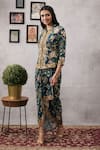 Buy_Soup By Sougat Paul_Green Crepe, Brocade Embroidery, Sequins Mehr Floral Print Dress With Jacket _Online_at_Aza_Fashions