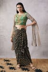 Soup by Sougat Paul_Multi Color Chiffon Printed And Embroidered Paisley Ikaya Draped Skirt & Top Set _Online_at_Aza_Fashions