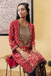 Soup By Sougat Paul_Black Crepe Embroidery, Sequins Round Neck Zahra Printed Kurta And Pant Set _Online_at_Aza_Fashions