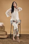 Soup by Sougat Paul_Off White Handloom Net Embroidered Orchid Bloom Top And Pant Set _Online_at_Aza_Fashions