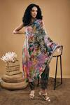 Buy_Soup By Sougat Paul_Multi Color Silk One Shoulder Tropical Twilight Print Kurta And Pant Set _Online_at_Aza_Fashions