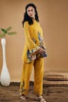 Soup By Sougat Paul_Yellow Handloom Cotton Applique, Embroidery Bandeau Zinnia Pant Co-ord Set _Online_at_Aza_Fashions