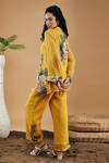 Shop_Soup By Sougat Paul_Yellow Handloom Cotton Applique, Embroidery Bandeau Zinnia Pant Co-ord Set _Online_at_Aza_Fashions