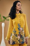 Soup By Sougat Paul_Yellow Handloom Cotton Applique, Embroidery Bandeau Zinnia Pant Co-ord Set _at_Aza_Fashions