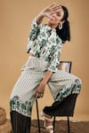 Shop_Soup By Sougat Paul_White Bandeau Neck Palm Bay Printed Top And Flared Pant Set _Online_at_Aza_Fashions