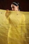 Shop Charu Makkar Yellow Chanderi Silk, Dupatta Organza Floral Embroidered Kurta Sharara Set at Aza Fashions Shop_Charu Makkar_Yellow Chanderi Silk, Dupatta Organza Floral Embroidered Kurta Sharara Set _at_Aza_Fashions