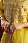 Charu Makkar Yellow Chanderi Silk, Dupatta Organza Floral Embroidered Kurta Sharara Set at Aza Fashions Charu Makkar_Yellow Chanderi Silk, Dupatta Organza Floral Embroidered Kurta Sharara Set _at_Aza_Fashions