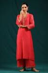 Charu Makkar_Coral Soft Chanderi Kurta And Palazzo Set_at_Aza_Fashions
