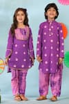 Buy_Cute Couture_Purple Cotton Lace Bandhani Print Kurta And Pant Set 