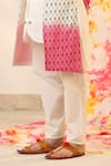Buy_Cute Couture_Pink Poplin, Cotton Embroidery Leaf Print Layered Kurta And Pant Set _Online_at_Aza_Fashions