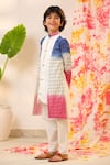 Shop_Cute Couture_Pink Poplin, Cotton Embroidery Leaf Print Layered Kurta And Pant Set _Online_at_Aza_Fashions