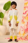 Shop_Cute Couture_White Cotton Embroidery Shaded Leaf Print Kurta Set _Online_at_Aza_Fashions