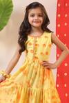 Buy_CUTE COUTURE_Yellow Poplin And Cambric Printed Polka Dots & Tie Dye Tiered Dress _Online_at_Aza_Fashions