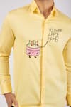 Sanjana reddy Designs_Yellow Stretchable Cotton Hand Embroidered Cake Shirt _Online_at_Aza_Fashions