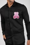 Sanjana reddy Designs_Black Stretchable Cotton Hand Embroidered Teddy Shirt  _Online_at_Aza_Fashions