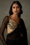 RI.Ritu Kumar_Black Silk Embroidery Zardozi And Mukaish Ananya Saree With Blouse _at_Aza_Fashions