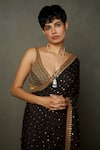 Shop_RI.Ritu Kumar_Black Silk, Viscose Embroidery Sweetheart Sohini Saree With Sleeveless Blouse _Online_at_Aza_Fashions