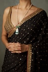 RI.Ritu Kumar_Black Silk, Viscose Embroidery Sweetheart Sohini Saree With Sleeveless Blouse _at_Aza_Fashions