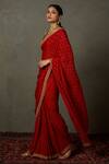 RI.Ritu Kumar_Red Sohini Silk Saree With Sleeveless Blouse_Online_at_Aza_Fashions