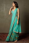 Buy_RI.Ritu Kumar_Green Saree - Viscose Georgette Embroidered Jardin With Blouse _Online_at_Aza_Fashions