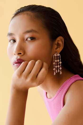 Shop_ESME_Gold Plated Purple Swarovski Embellished Danglers _Online_at_Aza_Fashions