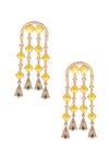 Shop_Esme by Aashna Dalmia_Yellow Swarovski Hanging Earrings _Online_at_Aza_Fashions