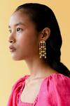 Esme by Aashna Dalmia_Yellow Swarovski Hanging Earrings _at_Aza_Fashions
