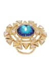 Esme By Aashna Dalmia_Blue Stones Geometric Embellished Cutwork Ring _at_Aza_Fashions