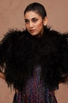 Buy_SHRIYA SOM_Black Tulle Embroidery Feathers Open Bolero Jacket  _Online_at_Aza_Fashions