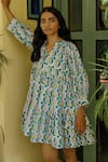 Shop_Joskai Studio_Multi Color Cotton Round Geo Rhythm Dress _Online_at_Aza_Fashions