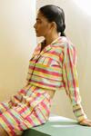 Joskai Studio_Multi Color Handwoven Cotton Printed Checkered Shirt And Shorts Set _Online_at_Aza_Fashions