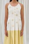 Shop_Ayaka_Yellow Cotton Embroidery Round Neck Floral Printed Midi Dress _Online_at_Aza_Fashions