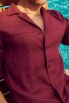 Buy_Philocaly_Maroon Linen Cabernet Shirt_Online_at_Aza_Fashions
