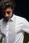 Philocaly_White 100% Cotton Embroidery Thread After 8 Cocktail Shirt _Online_at_Aza_Fashions