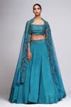 Shruti S_Green Lehenga And Blouse Silk Embroidery Thread Scoop Neck Waistband Set _Online_at_Aza_Fashions