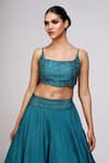 Shruti S_Green Lehenga And Blouse Silk Embroidery Thread Scoop Neck Waistband Set _at_Aza_Fashions