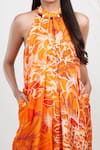 Buy_Garo_Orange Russian Silk Floral Round And Abstract Pattern Jumpsuit _Online_at_Aza_Fashions