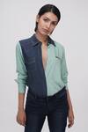 Buy_Shruti S_Green And Denim Shirt_Online_at_Aza_Fashions