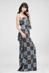 Shop_Shruti S_Gray Modal, Satin Ruffles Bandeau Neck Hand Block Print Grey Tube Gown _Online_at_Aza_Fashions