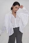 Buy_Shruti S_White Cotton Collared Ruffle Trim Shirt _Online_at_Aza_Fashions